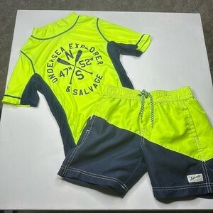 Carter's Neon Green and Navy Kids Matching Set